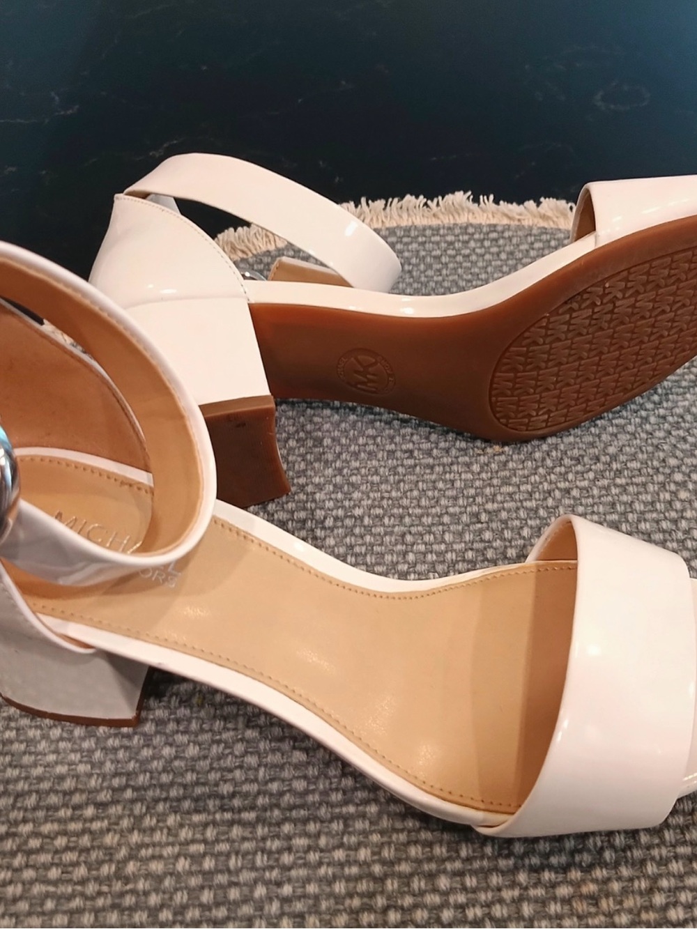 Michael Kors Glossy White Patent Block Heel Sandals